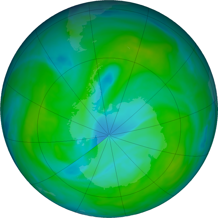 Antarctic ozone map for 19 December 2018